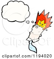 Cartoon Of A Man With His Brain On Fire Royalty Free Vector Illustration by lineartestpilot