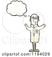 Cartoon Of A Man In A Lab Coat Thinking Royalty Free Vector Illustration