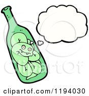 Cartoon Of A Worm In A Tequilla Bottle Thinking Royalty Free Vector Illustration by lineartestpilot