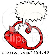 Cartoon Of A Computer Mouse As The Devil Speaking Royalty Free Vector Illustration