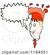 Cartoon Of A Head With A Burning Brain Speaking Royalty Free Vector Illustration