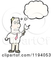 Cartoon Of A Man Waving A White Flag Thinking Royalty Free Vector Illustration