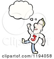 Cartoon Of A Man In A Team Shirt With The Number 5 Thinking Royalty Free Vector Illustration