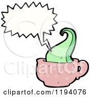 Cartoon Of A Tentacle In A Coffee Cup Speaking Royalty Free Vector Illustration