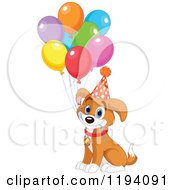 Poster, Art Print Of Cute Birthday Beagle Puppy Dog With Party Balloons