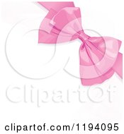 Cartoon Of A Pink Gift Bow Over White Copyspace With Mesh Patterns Royalty Free Vector Clipart