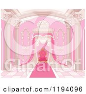 Poster, Art Print Of Pink Grand Interior With Columns Carpet And Throne