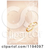 Cartoon Of A Golden Background Of Vines Butterflies And Wedding Rings With Mesh Waves Royalty Free Vector Clipart