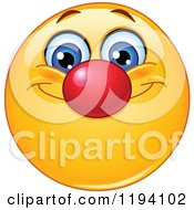 Cartoon Of A Smiley Face With A Red Clown Nose Royalty Free Vector Clipart