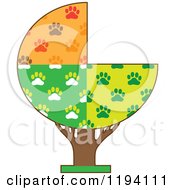 Poster, Art Print Of Tree With Seasonal Dog Paw Patterned Sections