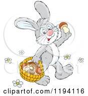 Poster, Art Print Of Happy Bunny Rabbit Gathering Mushrooms
