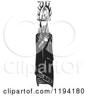 Clipart Of The Celtic Horned God Cernunnos Holding A Knife Black And White Woodcut Royalty Free Vector Illustration by xunantunich