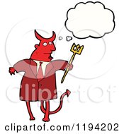 Cartoon Of A Devil Thinking Royalty Free Vector Illustration