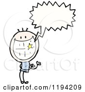 Cartoon Of A Stick Boy With Shining Teeth Speaking Royalty Free Vector Illustration