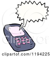 Cartoon Of A Cell Phone Speaking Royalty Free Vector Illustration by lineartestpilot