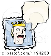 Cartoon Of A King On A Stamp Speaking Royalty Free Vector Illustration