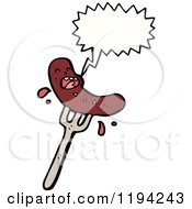 Cartoon Of A Hotdog On A Fork Speaking Royalty Free Vector Illustration by lineartestpilot