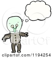 Cartoon Of A Space Alien Thinking Royalty Free Vector Illustration