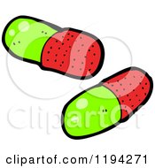Cartoon Of Two Pills Royalty Free Vector Illustration by lineartestpilot