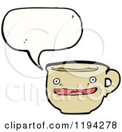 Cartoon Of A Coffee Cup Speaking Royalty Free Vector Illustration