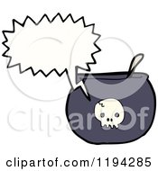 Cartoon Of A Caldron With A Skull Speaking Royalty Free Vector Illustration