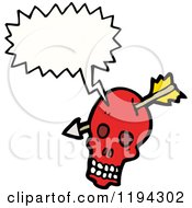 Cartoon Of A Skull With An Arrow Speaking Royalty Free Vector Illustration