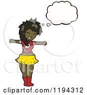 Cartoon Of A Black Punk Girl Thinking Royalty Free Vector Illustration by lineartestpilot