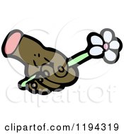 Cartoon Of A Severed Hand Holding A Flower Royalty Free Vector Illustration by lineartestpilot