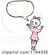 Cartoon Of A Girl Wearing A Skull Mask Royalty Free Vector Illustration by lineartestpilot