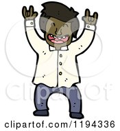 Cartoon Of A Man Giving The Rock On Hand Signal Royalty Free Vector Illustration