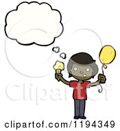 Poster, Art Print Of Black Boy Speaking And Holding A Baloon And An Ice Cream Cone