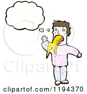 Cartoon Of A Man Vomiting A Lightning Bolt Thinking Royalty Free Vector Illustration