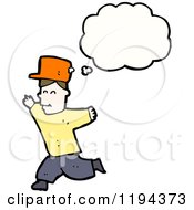 Cartoon Of A Boy Running And Thinking Royalty Free Vector Illustration