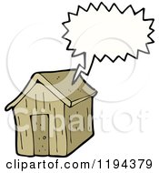 Cartoon Of A Shack Speaking Royalty Free Vector Illustration by lineartestpilot