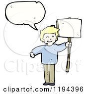 Cartoon Of A Man Holding A Sign And Speaking Royalty Free Vector Illustration