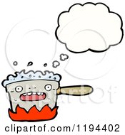 Cartoon Of A Boiling Pot Thinking Royalty Free Vector Illustration