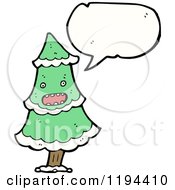 Cartoon Of A Christmas Tree Speaking Royalty Free Vector Illustration
