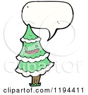 Cartoon Of A Christmas Tree Speaking Royalty Free Vector Illustration