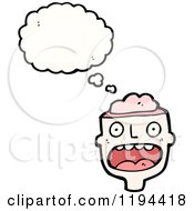 Cartoon Of A Mans Brains Thinking Royalty Free Vector Illustration