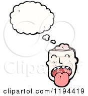 Cartoon Of A Mans Brains Thinking Royalty Free Vector Illustration