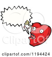 Cartoon Of A Heart With An Arrow Speaking Royalty Free Vector Illustration