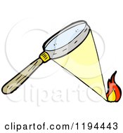 Cartoon Of A Magnifying Glass Burning Royalty Free Vector Illustration
