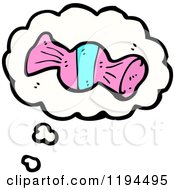 Cartoon Of Wrapped Hard Candy In A Thought Bubble Royalty Free Vector Illustration by lineartestpilot