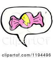 Cartoon Of Wrapped Hard Candy In A Speaking Bubble Royalty Free Vector Illustration