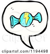 Cartoon Of Wrapped Hard Candy In A Speaking Bubble Royalty Free Vector Illustration by lineartestpilot