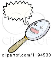 Cartoon Of A Magnifying Glass Speaking Royalty Free Vector Illustration
