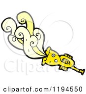 Cartoon Of A Horned Instrument Playing Royalty Free Vector Illustration