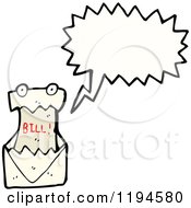 Cartoon Of An Bill In An Envelope Speaking Royalty Free Vector Illustration by lineartestpilot