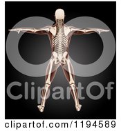 Clipart Of A 3d Xray Man With Visible Skeleton Standing With His Arms Out On Black Royalty Free CGI Illustration by KJ Pargeter