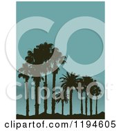 Poster, Art Print Of Silhouetted Palm Trees On A Tropical Beach And Mountains In The Distance